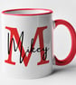 Personalised RED initial and name Mug - personalised gift present - Image 1