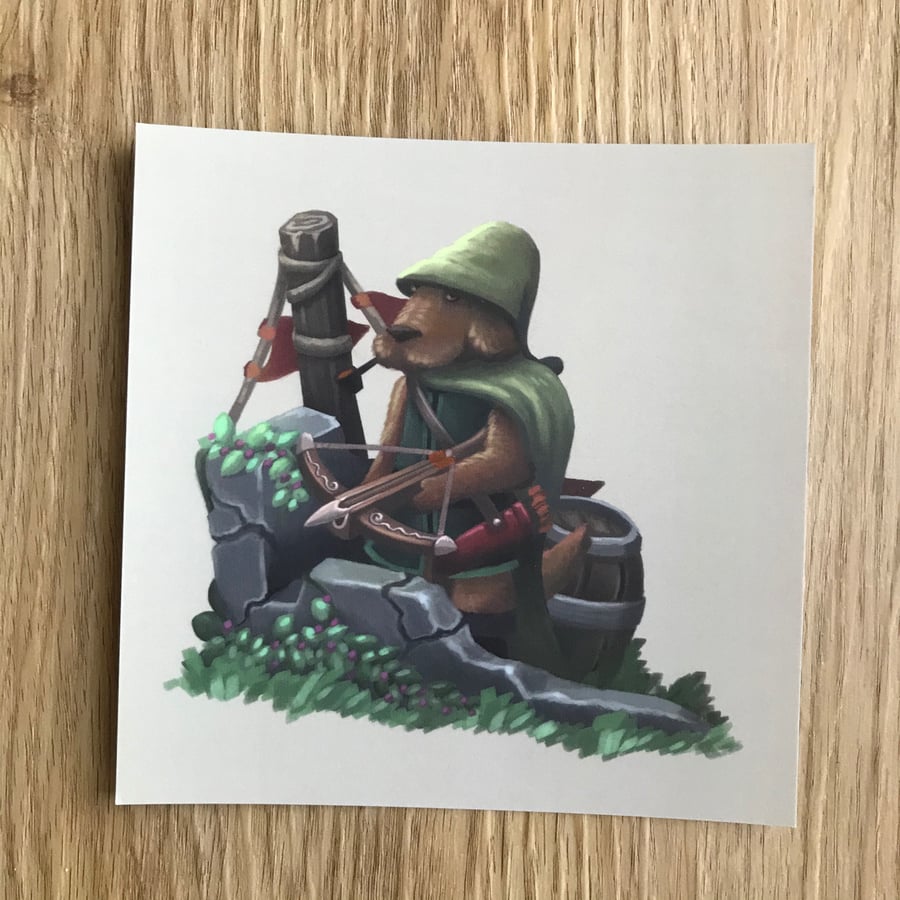 Dog Hunter Square Post Card Print