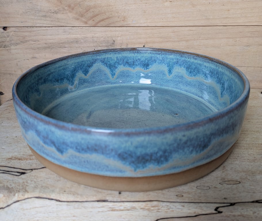 Large toasted turquoise green salad or serving bowl
