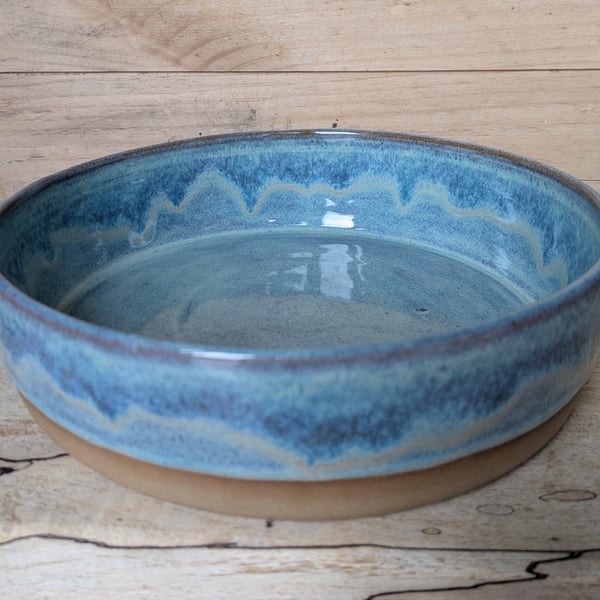 Large toasted turquoise green salad or serving bowl