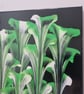 (7) Abstract Acrylic Art, White and Green Blooms on Canvas - Image 3