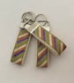 Cross Stitch Keyring: Lime, Orange, Purple Embroidered Linen Key Fob - Image 5