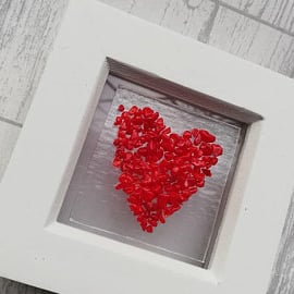 Textured Fused Glass Heart Picture Frame, Valentines Heart, Anniversay,