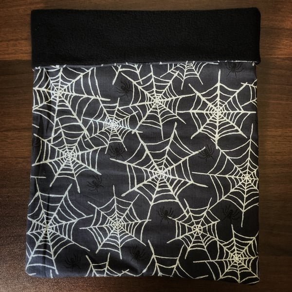 Snuggle Sack - For Small Animals - Black, Glittery Spiderwebs and Spiders