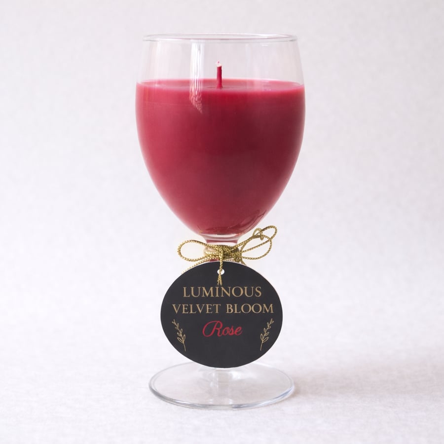 Velvet Bloom – Rose Candle in Wine Goblet (Luxury Red Candle)