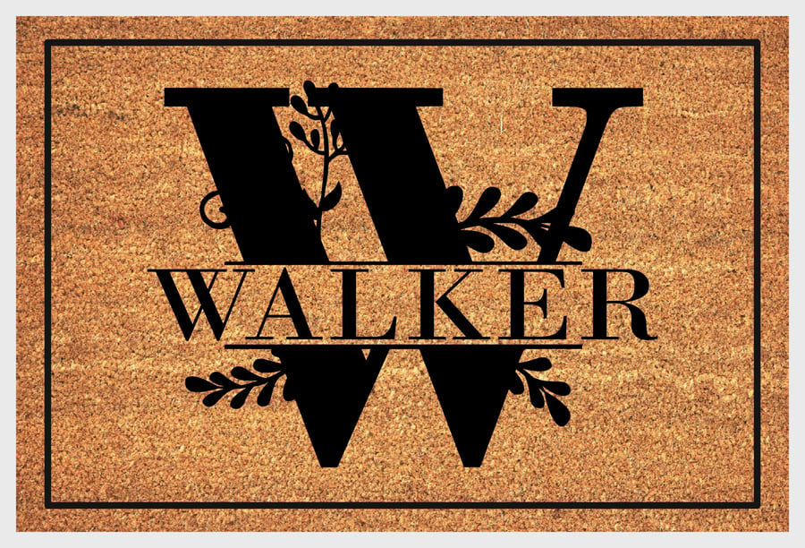 W Letter Door Mat - Personalised Monogram Letter W Welcome Mat - 3 Sizes