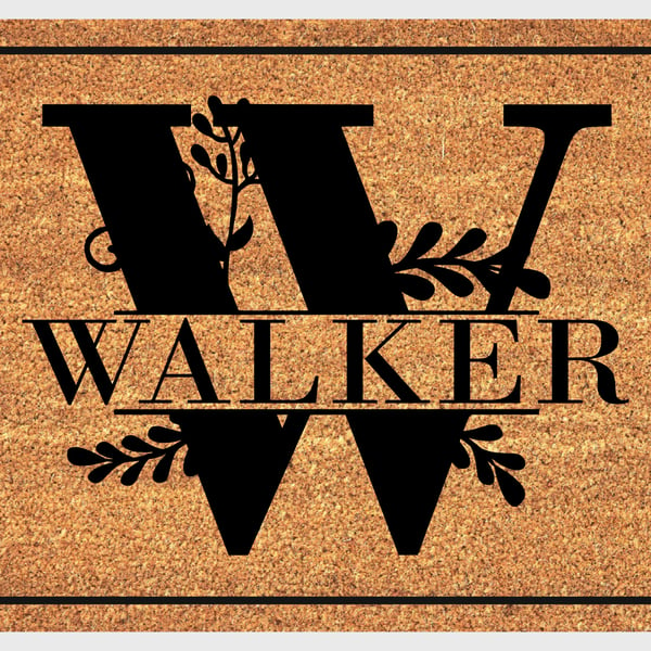 W Letter Door Mat - Personalised Monogram Letter W Welcome Mat - 3 Sizes