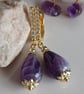 Teardrop amethyst dangle earrings, handmade gift for her - Image 2