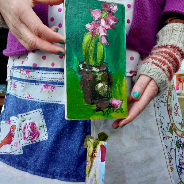  small painting on reclaimed x hyacinth '