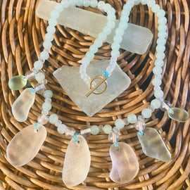 Sea Glass and Glass Bead necklace - SGBN07