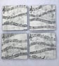 Set of 4 slate coasters- Sheet music.