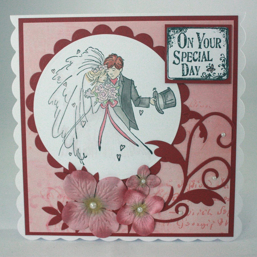 Handmade wedding card - bride and groom On Your Special Day