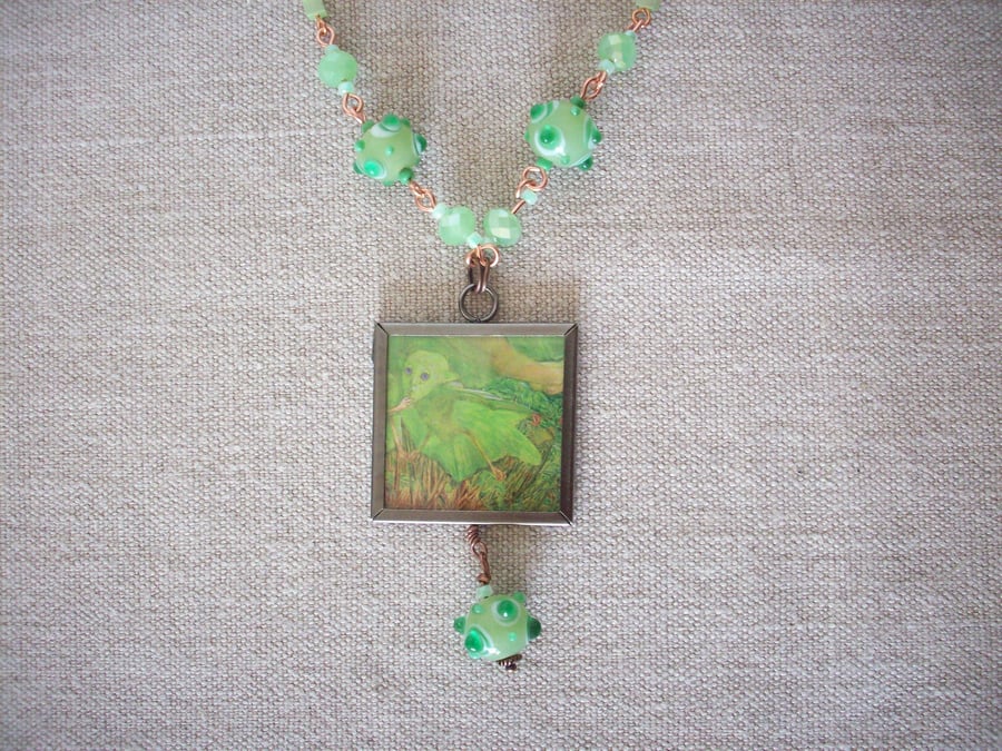 J E Millais 'Ferdinand Lured by Ariel' Art Necklace