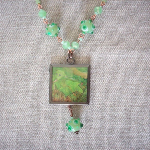J E Millais 'Ferdinand Lured by Ariel' Art Necklace
