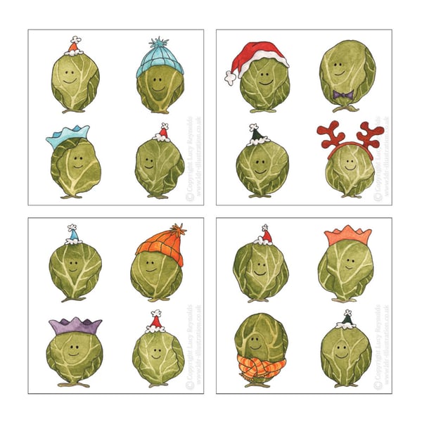 Pack of 12 Smiley Sprouts Christmas Cards - Folksy