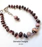 Designer Ruby Red Garnet & Rare Rhodonite Sterling Silver Bracelet - Image 2