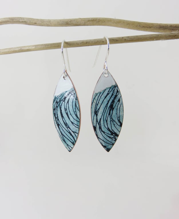 Enamel on Copper Drop Earrings
