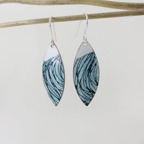 Enamel on Copper Drop Earrings