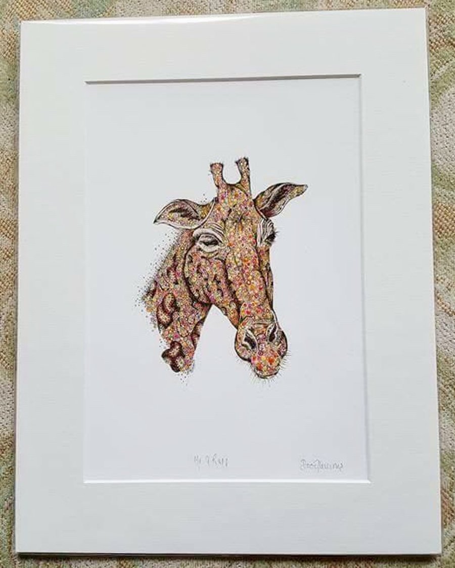 Giraffe 12 x 15” signed print