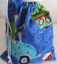 DRAWSTRING BAG IN BLUE NOVELTY FABRIC  - Image 3