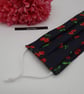 Face mask , large, 3 layer, nose wire,  washable, adjustable in navy cherry - Image 3