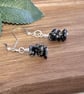 Dainty Snowflake Obsidian Volcanic Glass Earrings - Image 2