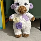 Floral Lavender Crochet Cow Plush