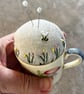 Vintage Susie Cooper coffee cup pincushion with embroidered linen - Image 6
