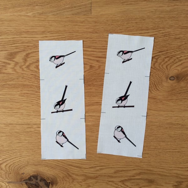 Long-tailed tit fabric strip