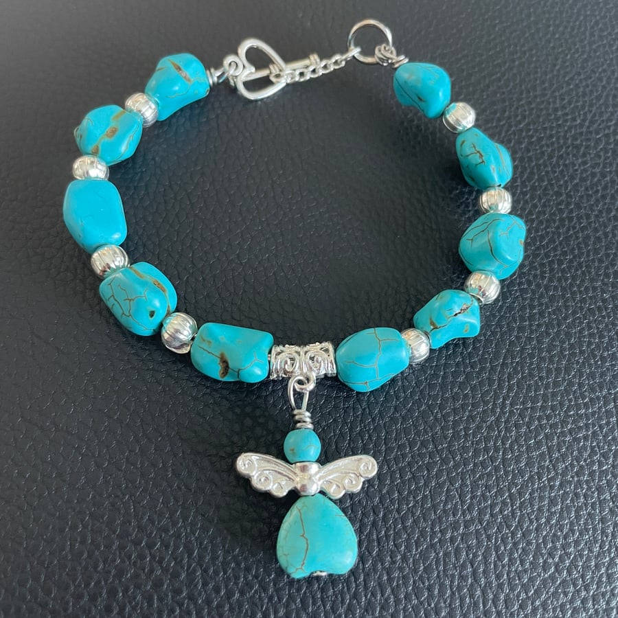 Turquoise Howlite Angel Bracelet