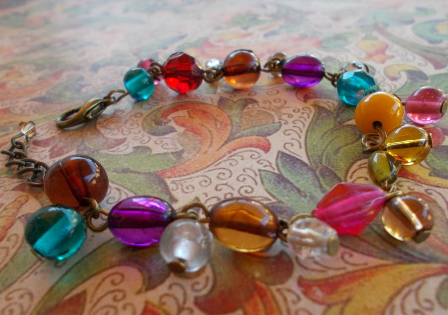 Ethnic Style Glass Bead Bracelet