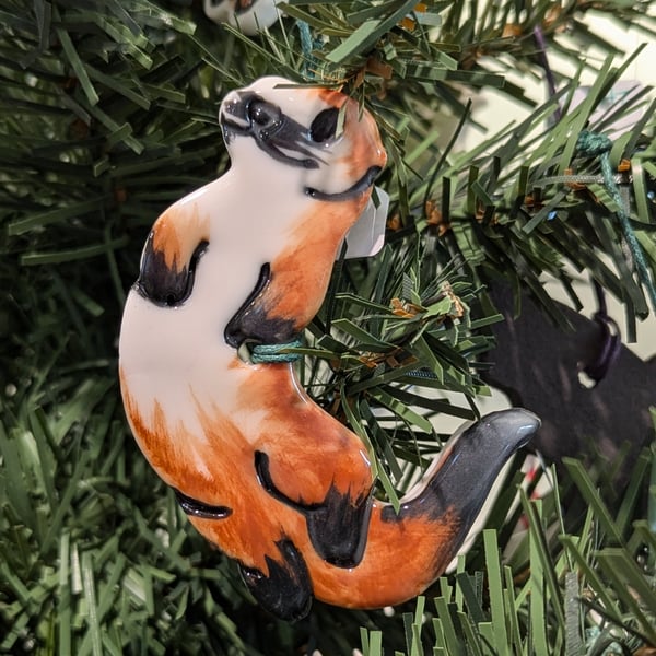 Otter decoration hand painted porcelain Christmas decoration