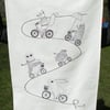 Organic 'Animals on an adventure' Tea towel