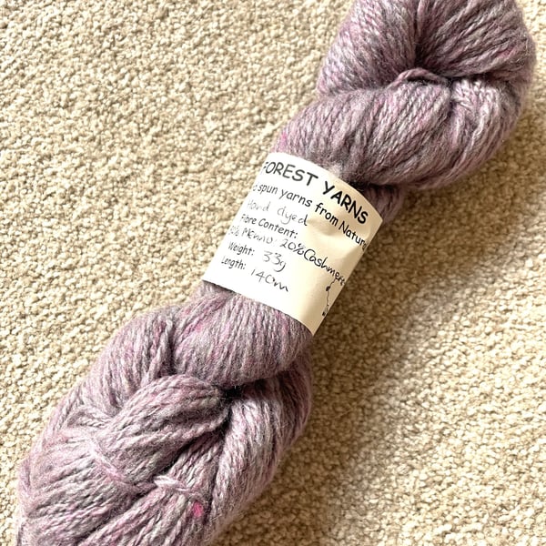 HANDSPUN MERINO & CASHMERE YARN, HAND DYED, 33g