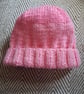 Hand knitted Pink Beanie Hat 6-12 Months 