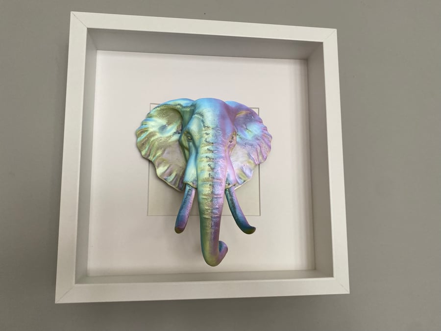 Elephant shadow box wall art