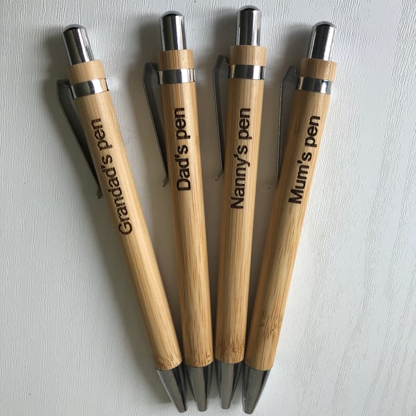 Mum Dad Grandad Nanny personalised  bamboo wooden pens refillable