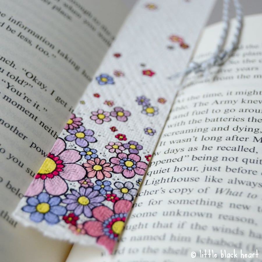 bookmark with original illustration - flowers