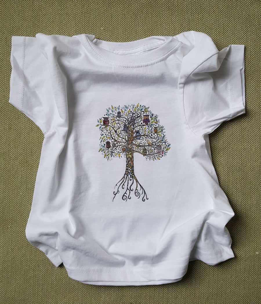Owl Tree printed T shirt age 3-4years