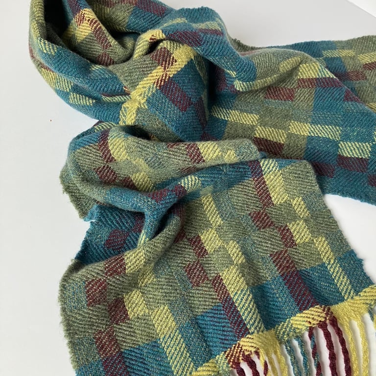Forest Musing ii - Contemporary Handwoven Lambswool Scarf