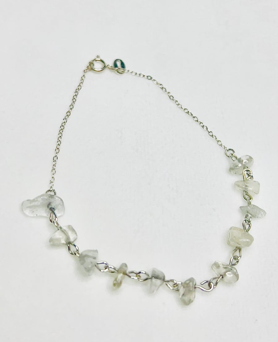 Sterling Silver Bracelet Raw Crystals