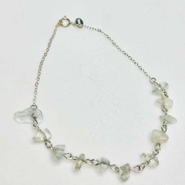 Sterling Silver Bracelet Raw Crystals