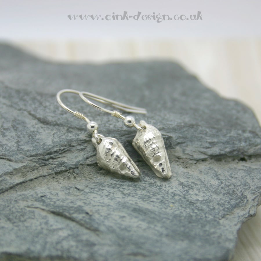  Fine silver sea shell drop earrings