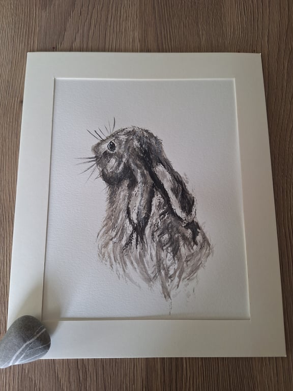 Rustic rabbit  floppy ears painting 