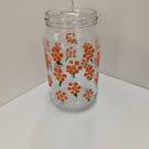 Hand Painted Storage Jar - Orange Flowers 