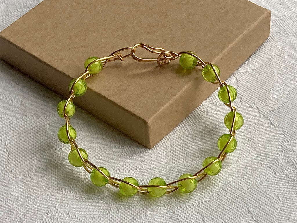 Lime green wire bracelet 