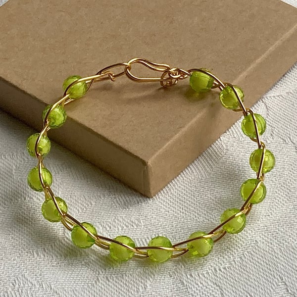 Lime green wire bracelet 