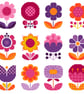 061B Cross Stitch Cute Patchwork Summer Retro Flowers Pinks and Oranges Pattern - Image 2