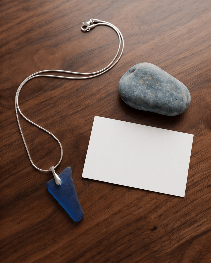 Royal Blue Sea Glass Necklace 