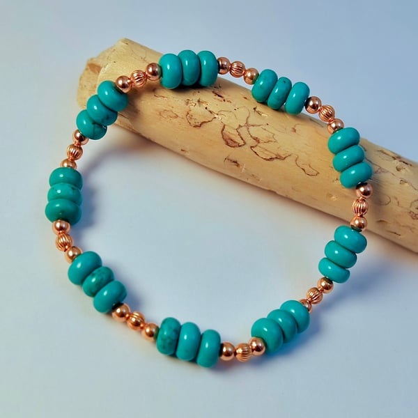 Turquoise & Copper Bracelet, December Birthday, Sagittarius, Anniversary Gift